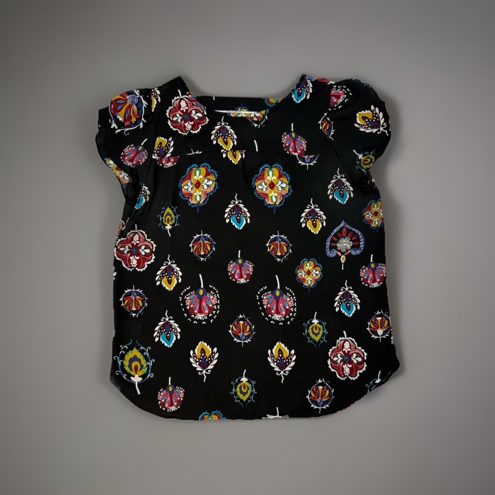 Boho‎ Medallion Floral Blouse Puff Sleeve Festival Top LOFT S